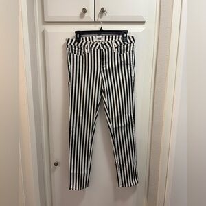 PAIGE Skyline Ankle Peg Jeans Black and White Stripe Size 29